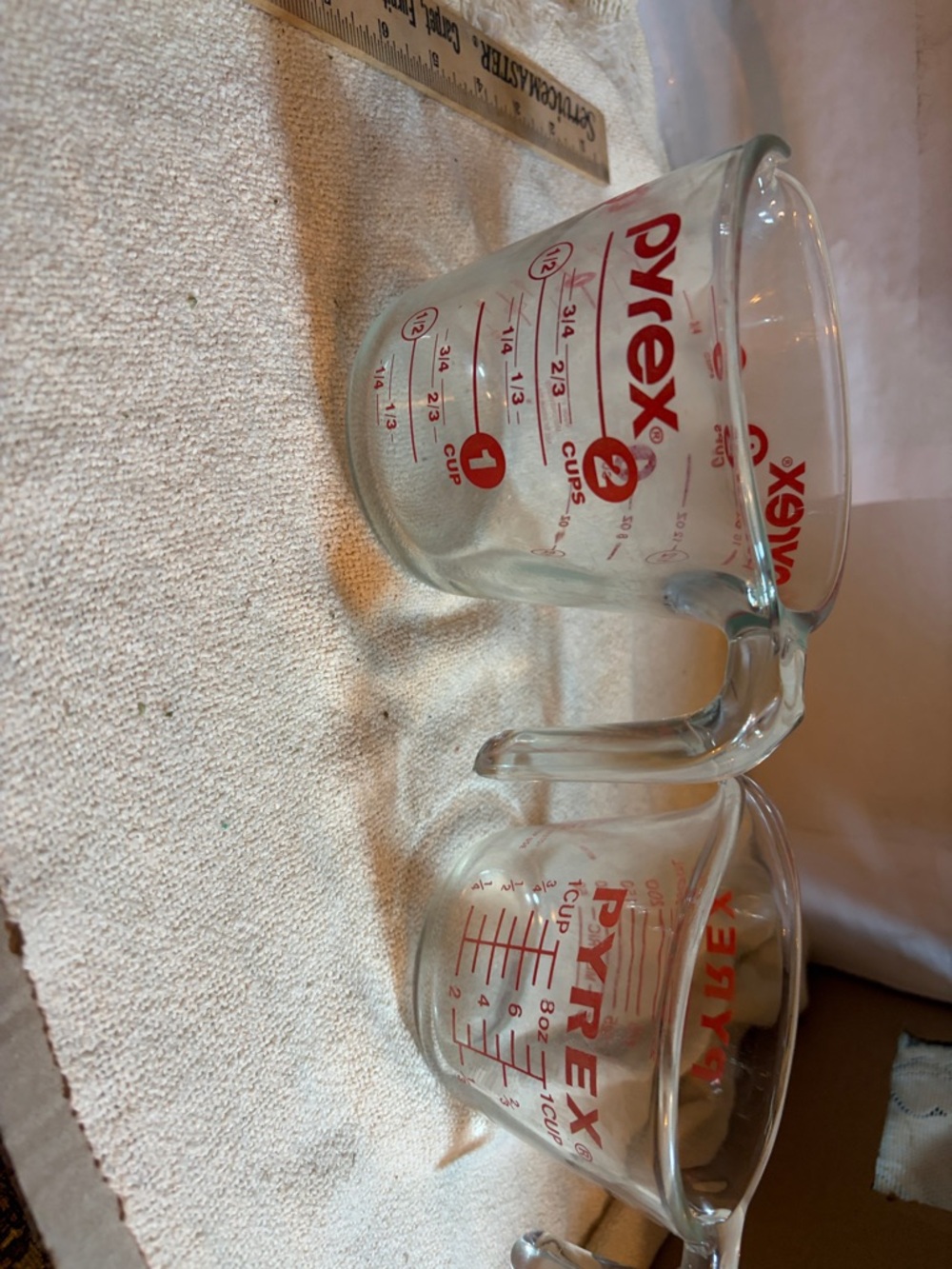 Vintage PYREX Measuring Cup Set (2) - 1 Cup & 2 Cup - USA Borosilicate Glass